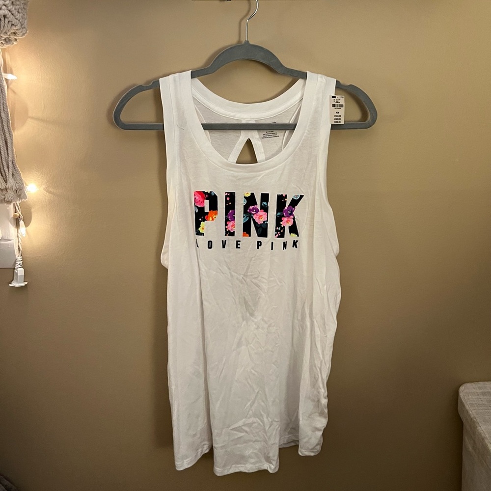 PINK athletic tank top with small back cut out size M